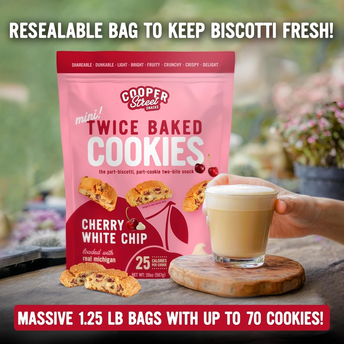Coopar Street Snacks Cherry White Chip Twice Baked Cookies 22Oz