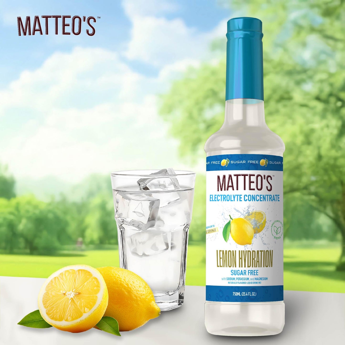 Matteos Hydration Concentrate - Sugar-Free Electrolyte Drink, Lemon Flavor, 25.4 Fl Oz, Pack of 6