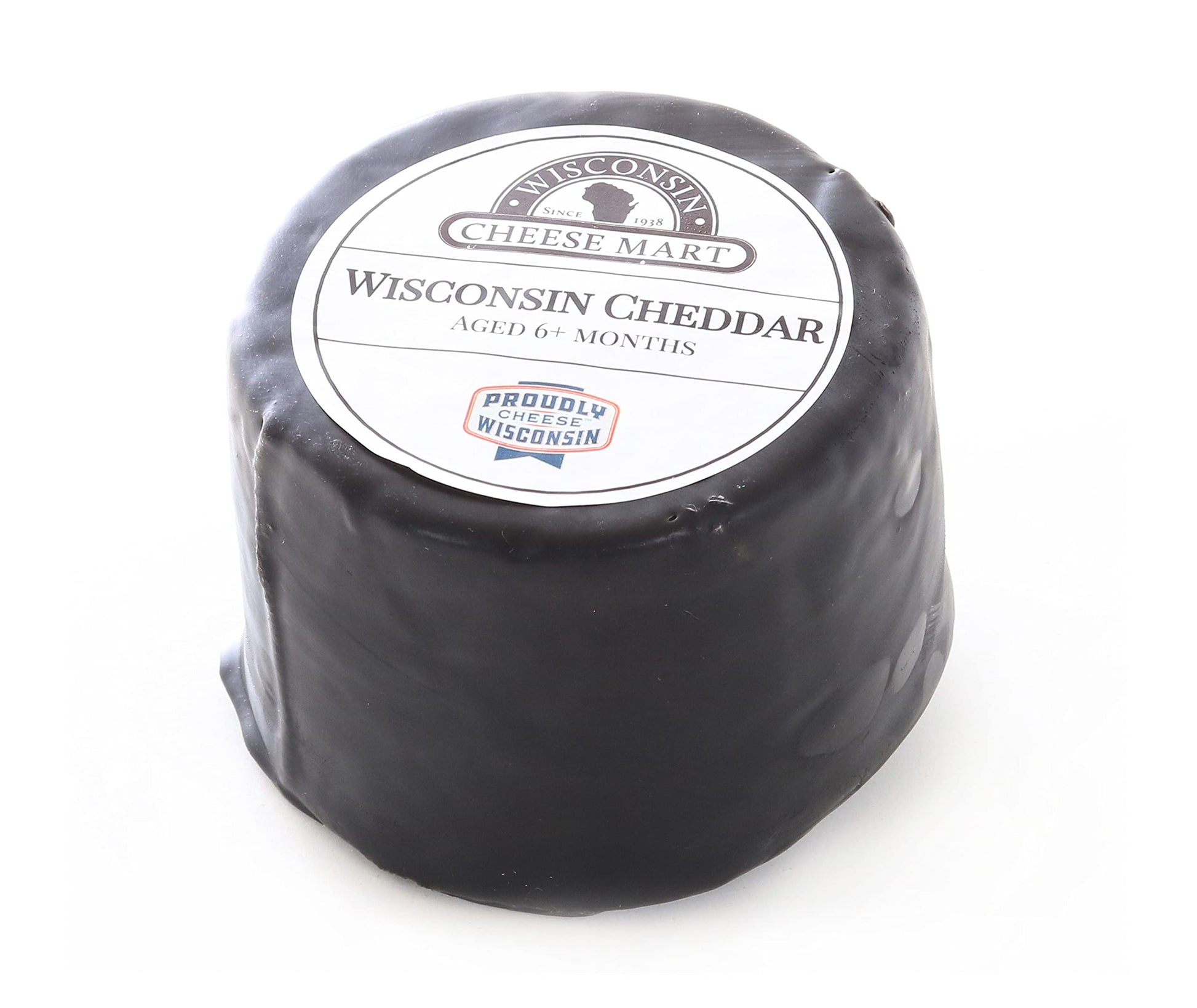 Medium Aged Cheddar Cheese Wheel - 6+ Months | 3 Pound Black Wax Wheel | Creamy, Sweet & Distinct Authentic Wisconsin Cheddar Ch