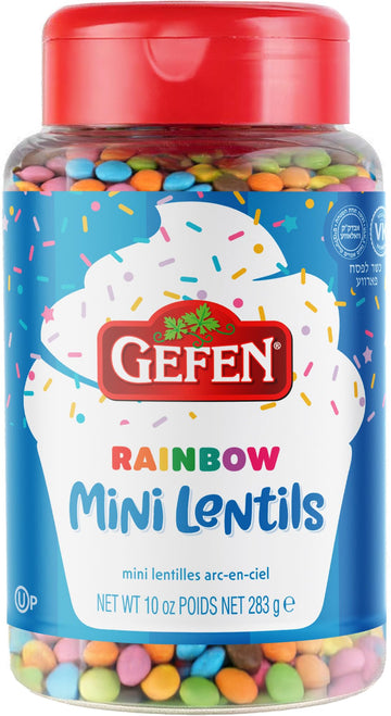Gefen Rainbow Candy Coated Chocolate Lentils, 10oz | Mini Chocolate Lentils for Baking and Decorating | Corn Free | Dairy Free |