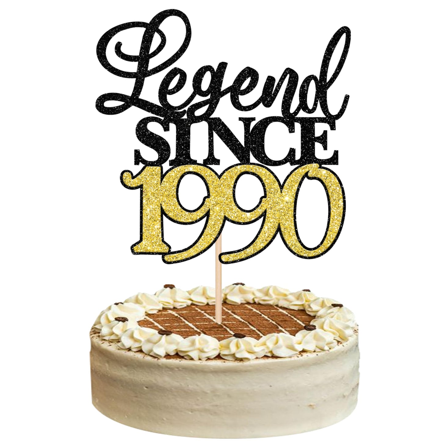 Rsstarxi Cake Topper Glitter 35th Birthday Decoration - Black Gold