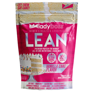 LadyBoss Lean Protein Shake - Vanilla Cake Flavor, Meal Replacement with 18 Nutrients, 31 oz, 30 Servings