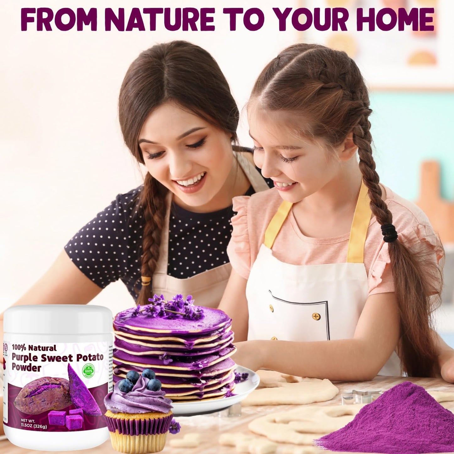 326G Purple Sweet Potato Powder - Pure Fine Ube Powder, Gluten-Free, Non-Gmo, Natural Purple Yam Mix - Baking Smoothies Latte Fr