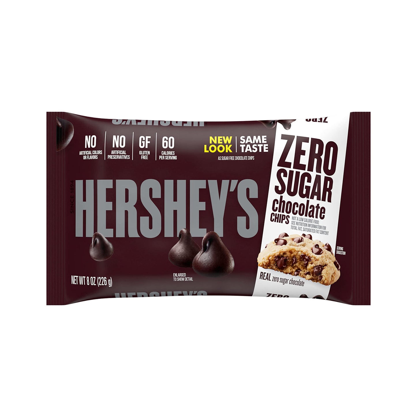 HERSHEYS Zero Sugar Chocolate Baking Chips Bag, 8 oz