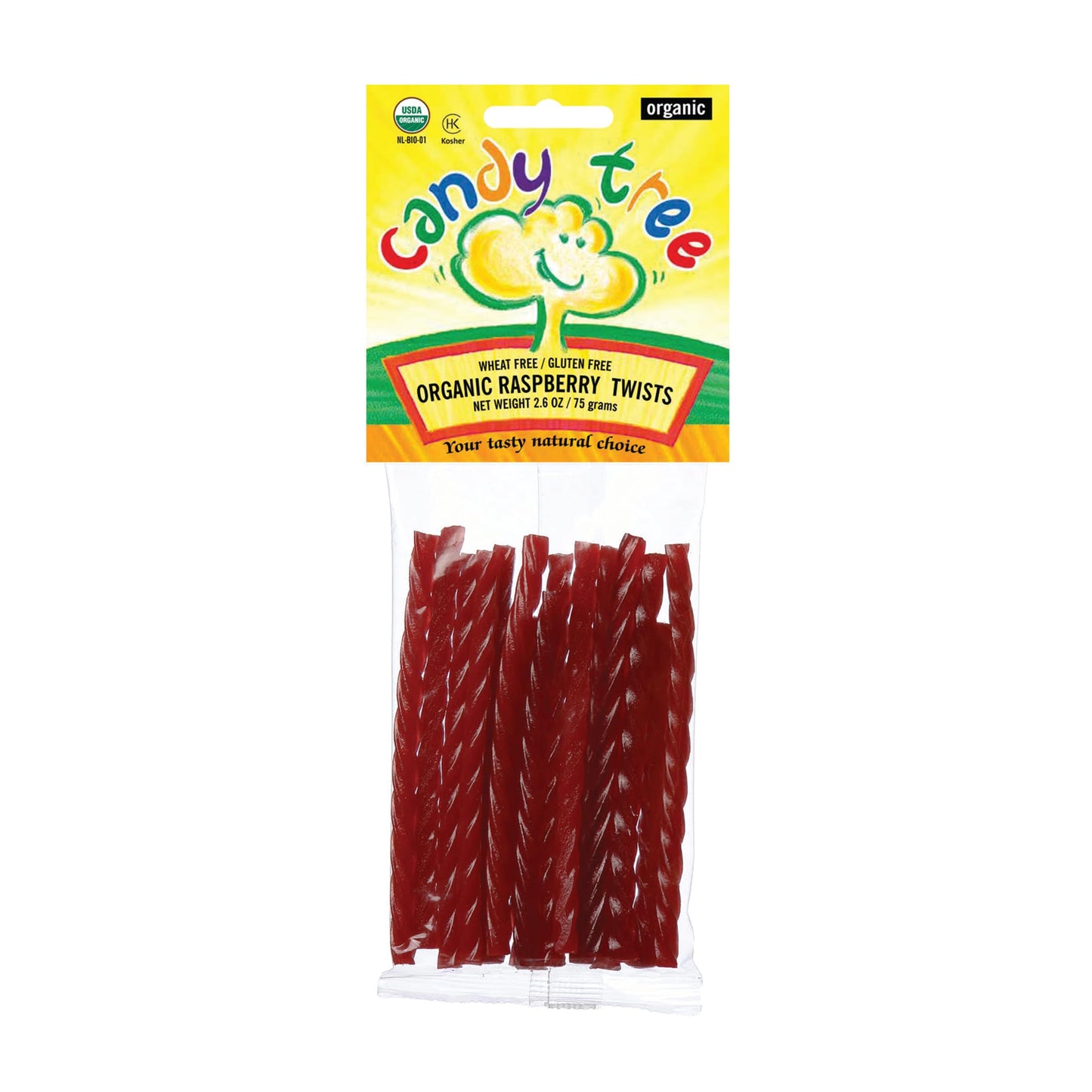 Candy Tree Organic Twists - Wheat & Gluten Free, Natural Flavor (Raspberry), 4 Packs, 75 Grams
