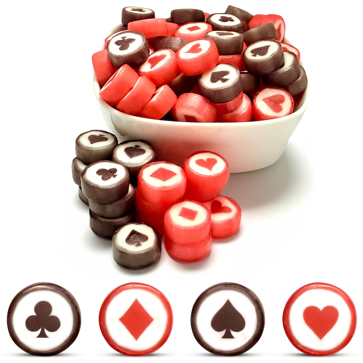 Card Game Candy - Hard Candy Bulk 1 Lb Bag Of Individually Wrapped Small Candies Assortment (Approx. 116 Pcs) Great For Office Bowls - Gaming Place Theme Party Favors - Vegas Style Events - Game Night - Birthday Candy For Party Bags