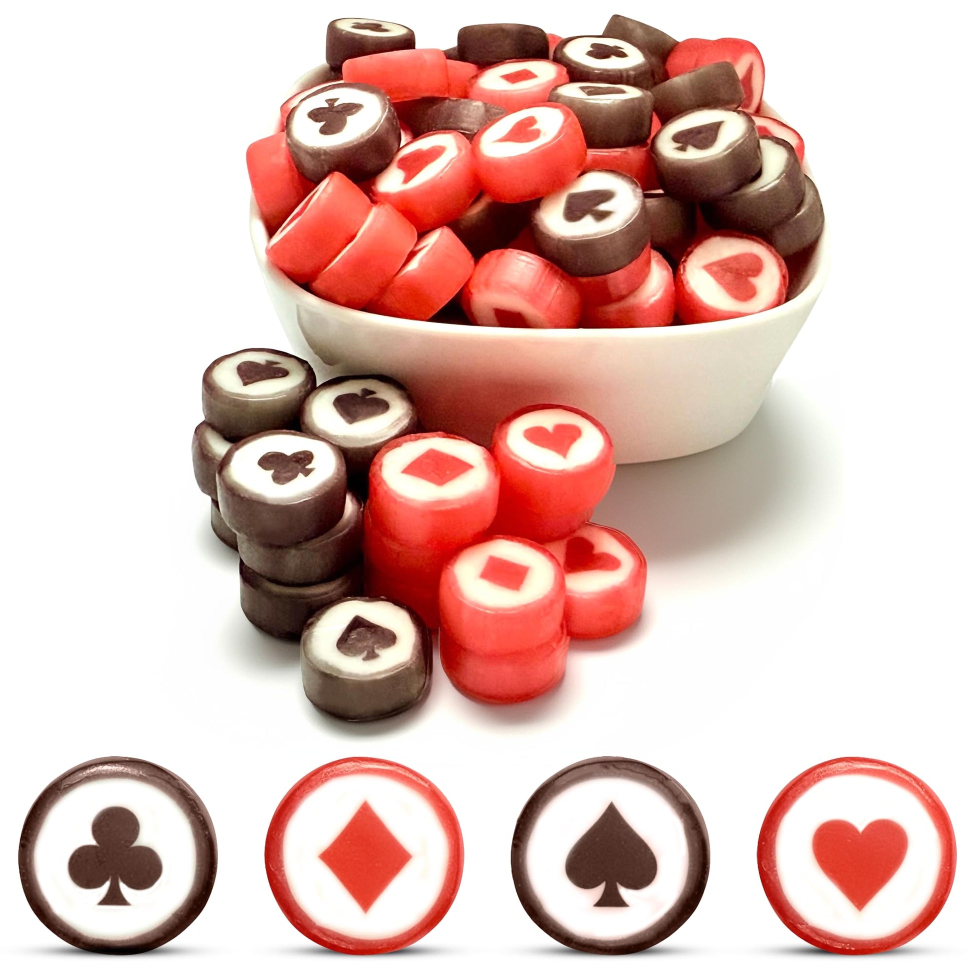Card Game Candy - Hard Candy Bulk 1 Lb Bag Of Individually Wrapped Small Candies Assortment (Approx. 116 Pcs) Great For Office Bowls - Gaming Place Theme Party Favors - Vegas Style Events - Game Night - Birthday Candy For Party Bags