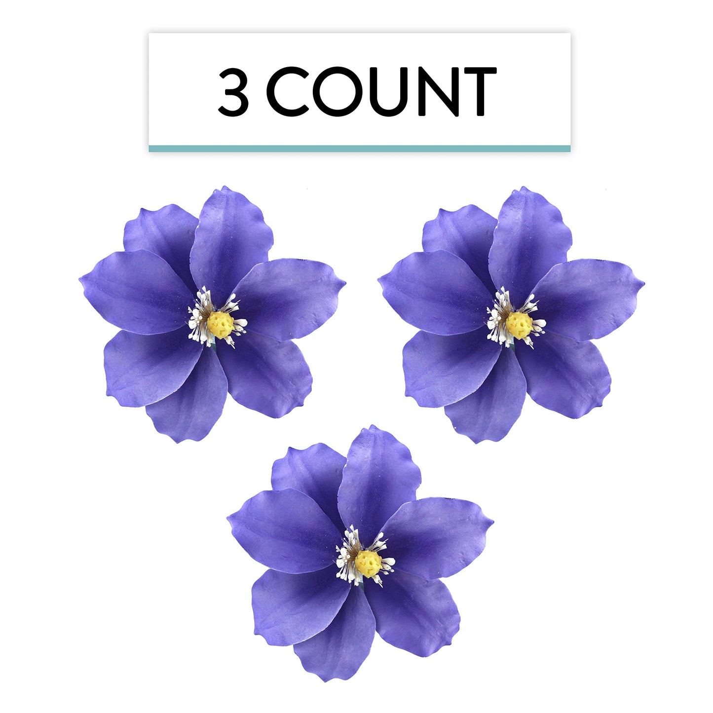 Global Sugar Art Clematis Sugar Cake Flowers, Light Purple, 3 Count by Chef Alan Tetreault