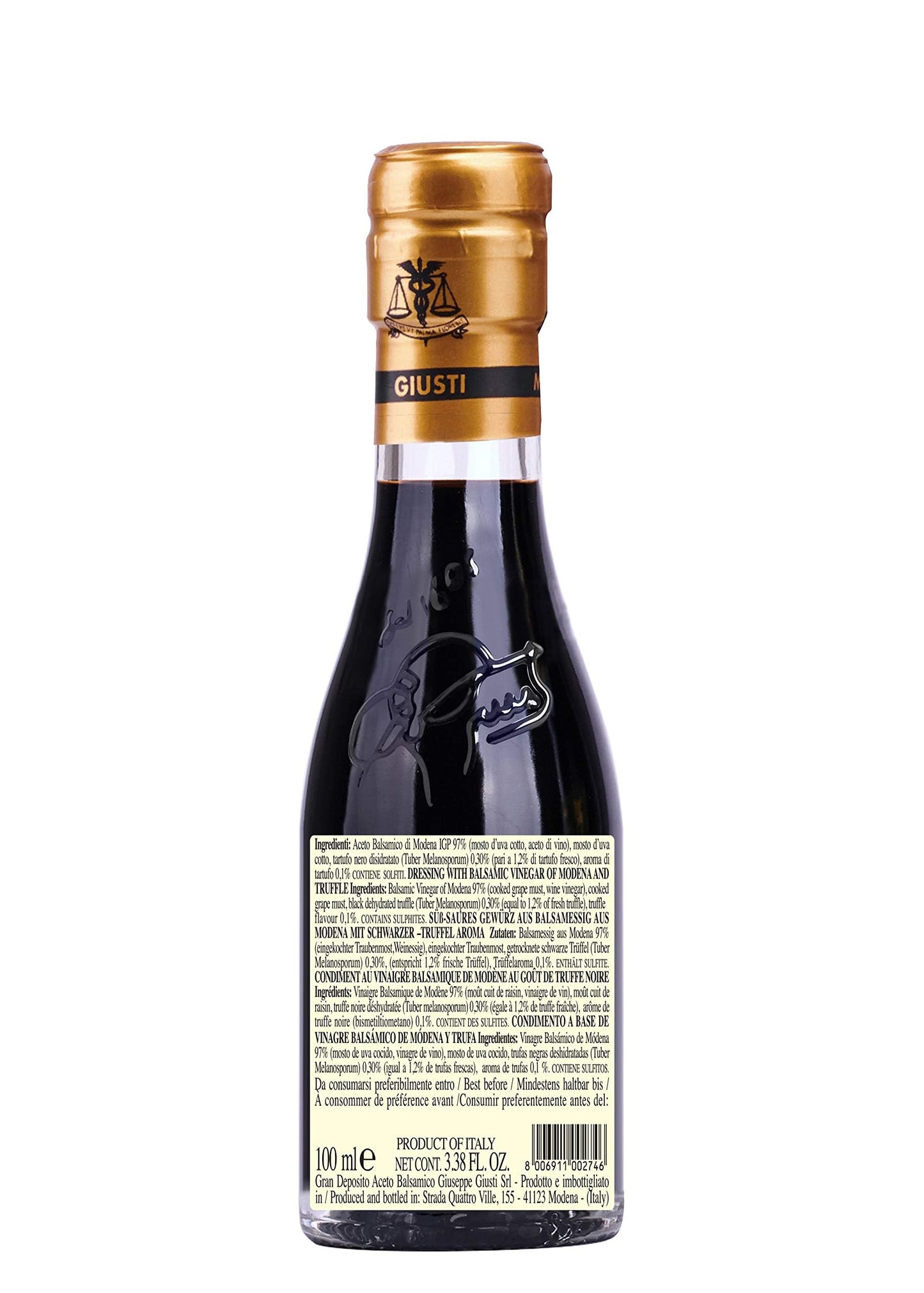 Giusti Balsamic Vinegar Dressing with Truffle – 100ml (3.38 Fl Oz) – Black