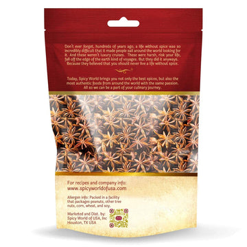 Spicy World Star Anise Whole Pods 3 Oz Bag -Premium Quality, Vegan, All Natural, Dried, Great For Baking & Tea