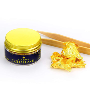 Barnabas Blattgold Genuine Edible Gold Flakes, 30Mg/Jar, Edible Gold Leaf For Cake Decorations, For Baking, For Drinks And For Food