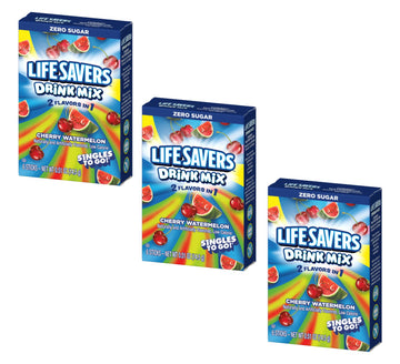 SINGLES TO GO! Cherry Watermelon Drink Mix - Powdered Drink Mix - Pack of 3 (18 Total Servings) - 0.63 Ounce Each