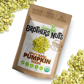 Brothers Sprouted Nuts Organic Spicy Basil Pumpkin Seeds, 6 oz, Vegan, Gluten-Free, Kosher, No Preservatives