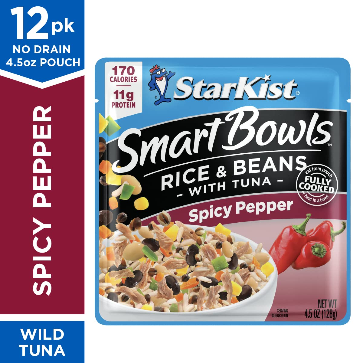 Starkist Smart Bowls Spicy Pepper, 4.5 Oz Pouch (Pack Of 12) – Features Rice & Beans With Wild Caught Light Tuna