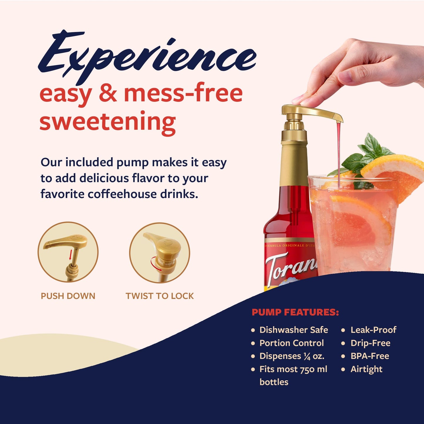 Torani Ruby Red G fruit Syrup for Drinks, Flavoring for Sodas and Cocktails, 25.4 Fl Oz, Pump Included