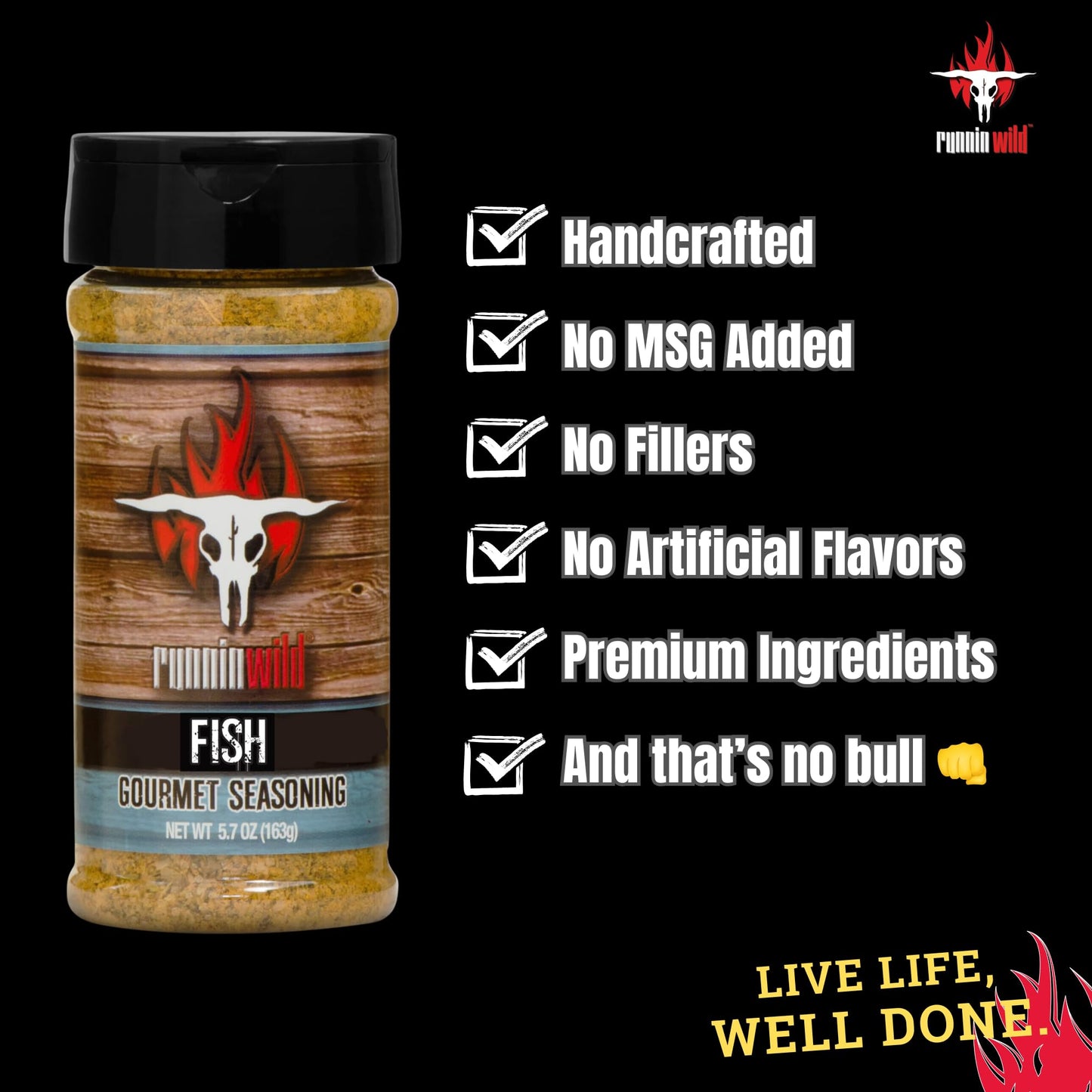 Fish Seasoning | Premium Seafood Seasoning W/Gourmet Spices And Natural Lemon Flavor | Runnin Wild Foods, 5.7 Ounces