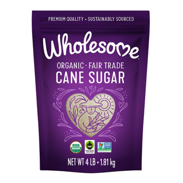 Wholesome Sweeteners 4-Pound Organic Cane Sugar, Fair Trade, Non Gmo, Gluten Free & Vegan For Baking And Sweetening, 6 Pack