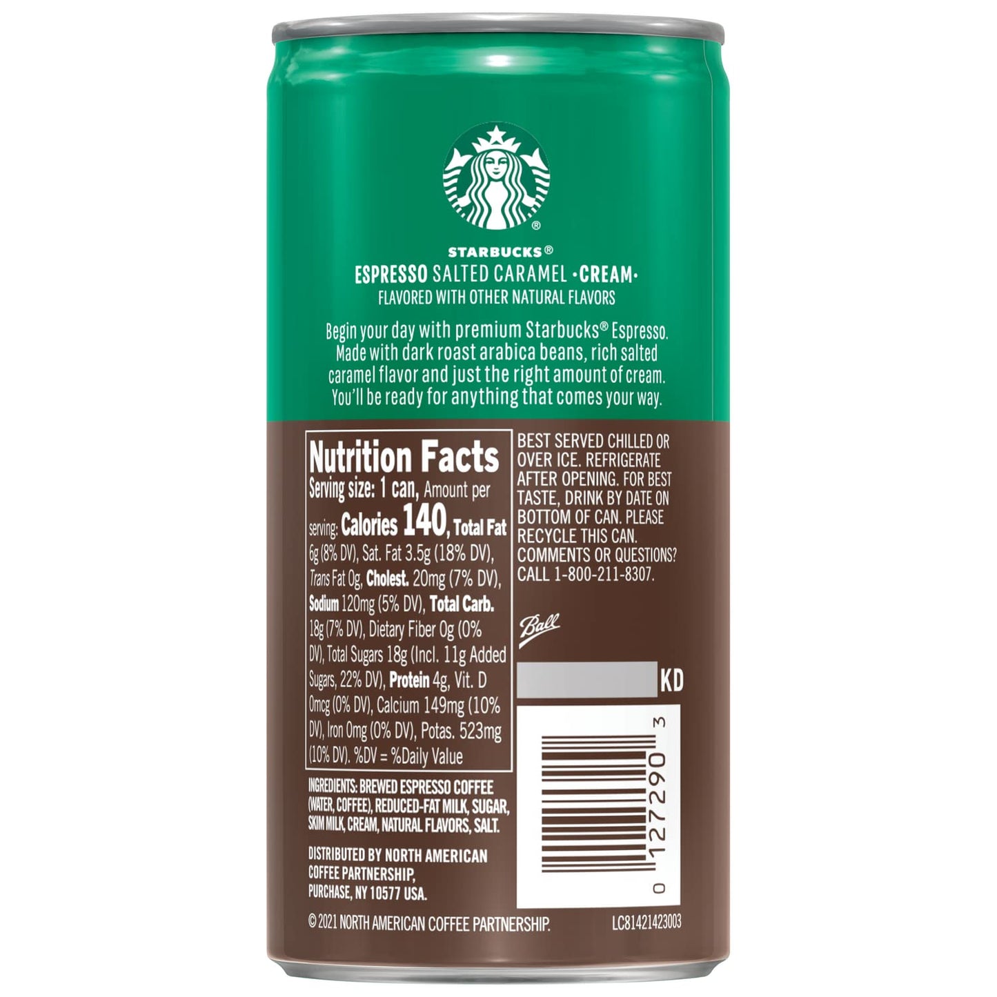 Starbucks Doubleshot Salted Caramel Coffee, 6.5 Fl Oz, 12 Pack - Ready-to-Drink Energy Beverage