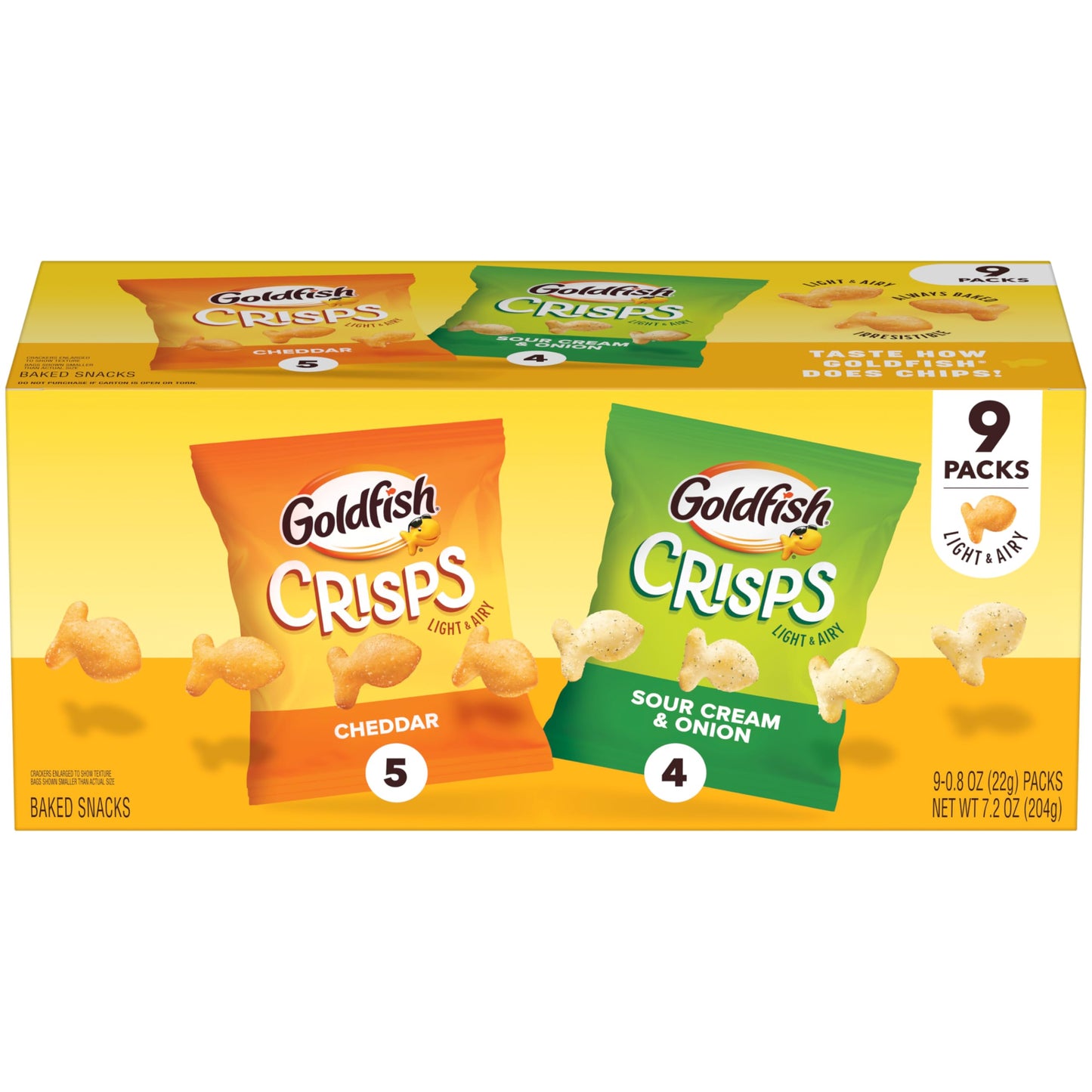 Goldfish Crisps Baked Chip Crackers Variety Pack, 0.8 Oz Snack Packs, 9 Pk
