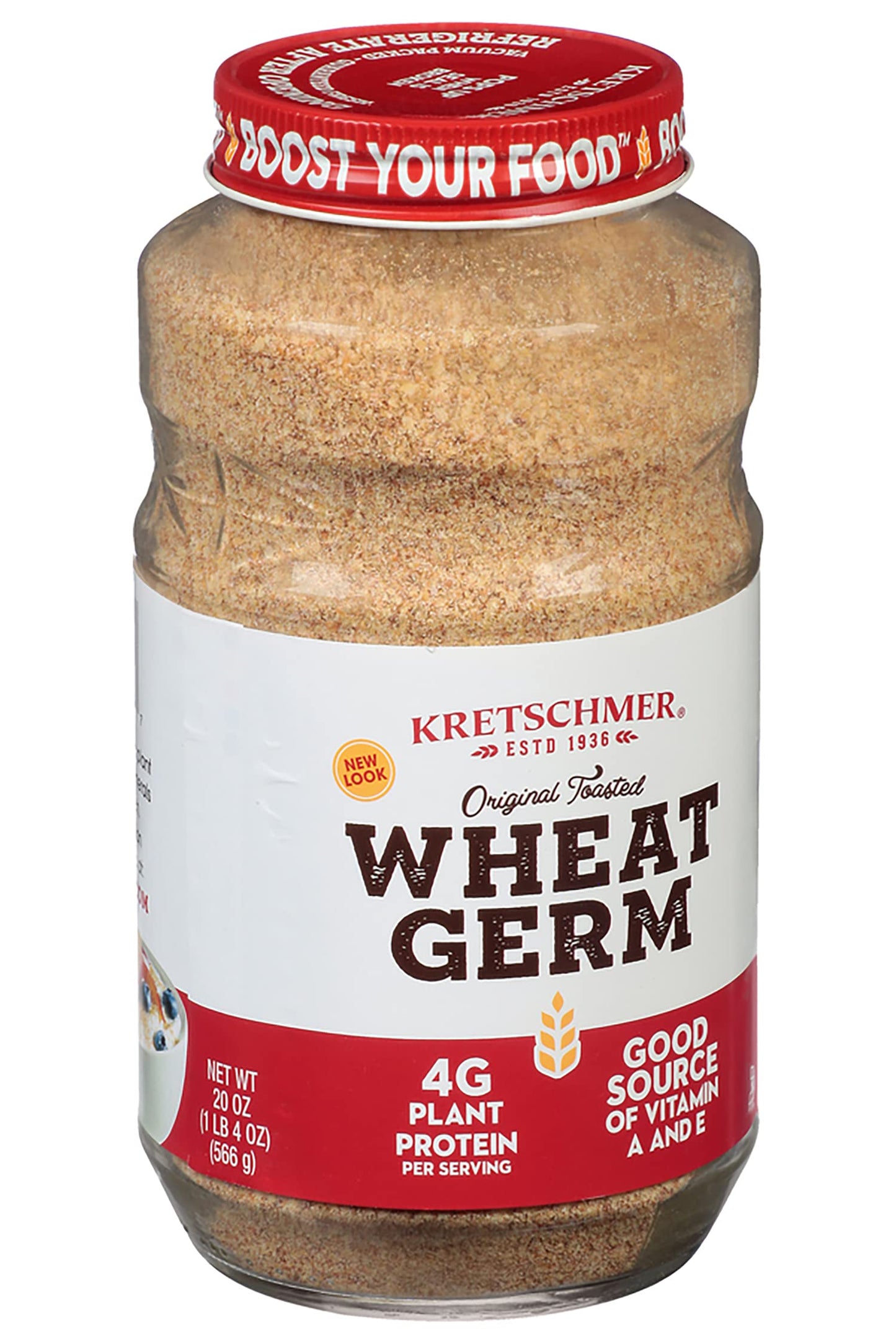 Kretschmer Original Toasted Wheat Germ Boost Your Food With, 20 Ounce Glass Jar (Pack Of 2)