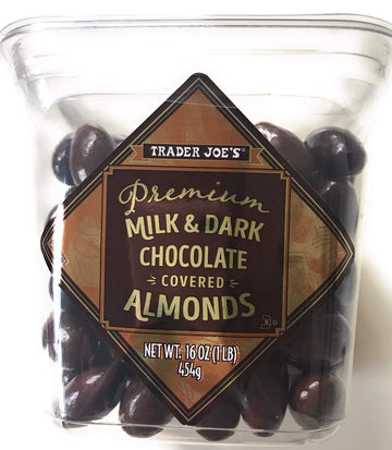 Trader Joe'S Premium Milk And Dark Chocolate Almonds 1 Lbs.