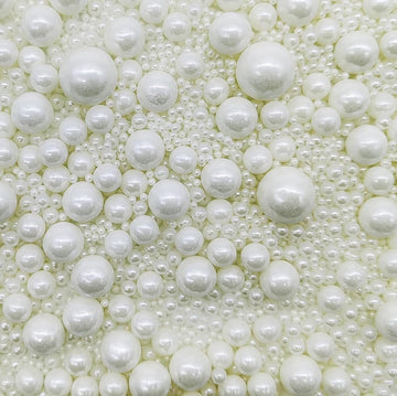 Edible White Sugar Pearls Sprinkles Candy Mix Size Pearls Cake Decorations Cupcake Toppers Cookie Decorating Perfect For Wedding
