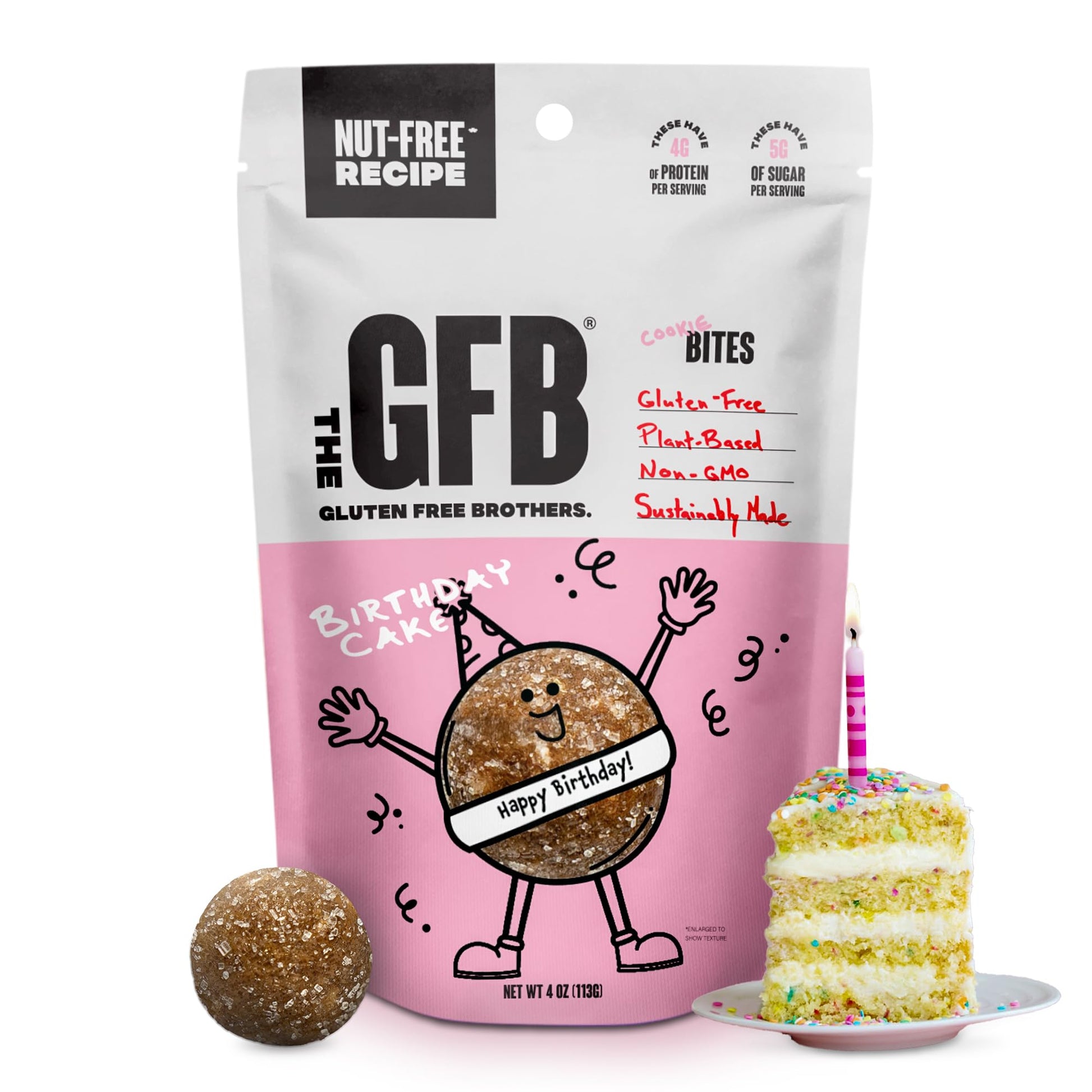 The Gfb Birthday Cake Cookie Protein Bites - Allergen Friendly & Nut Free - Gluten Free, Plant Based, Non Gmo, Sustainably Made 