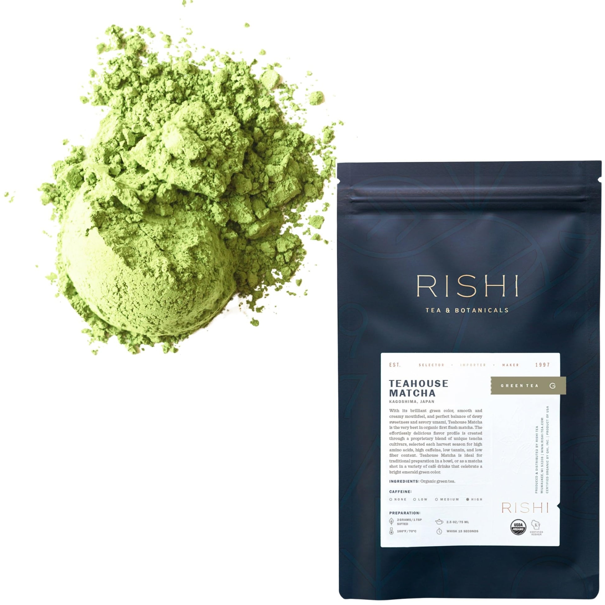 Rishi Tea Matcha Powder - Organic Japanese Ceremonial Grade, 3.52 Ounces, Hot or Iced, 50+ Servings