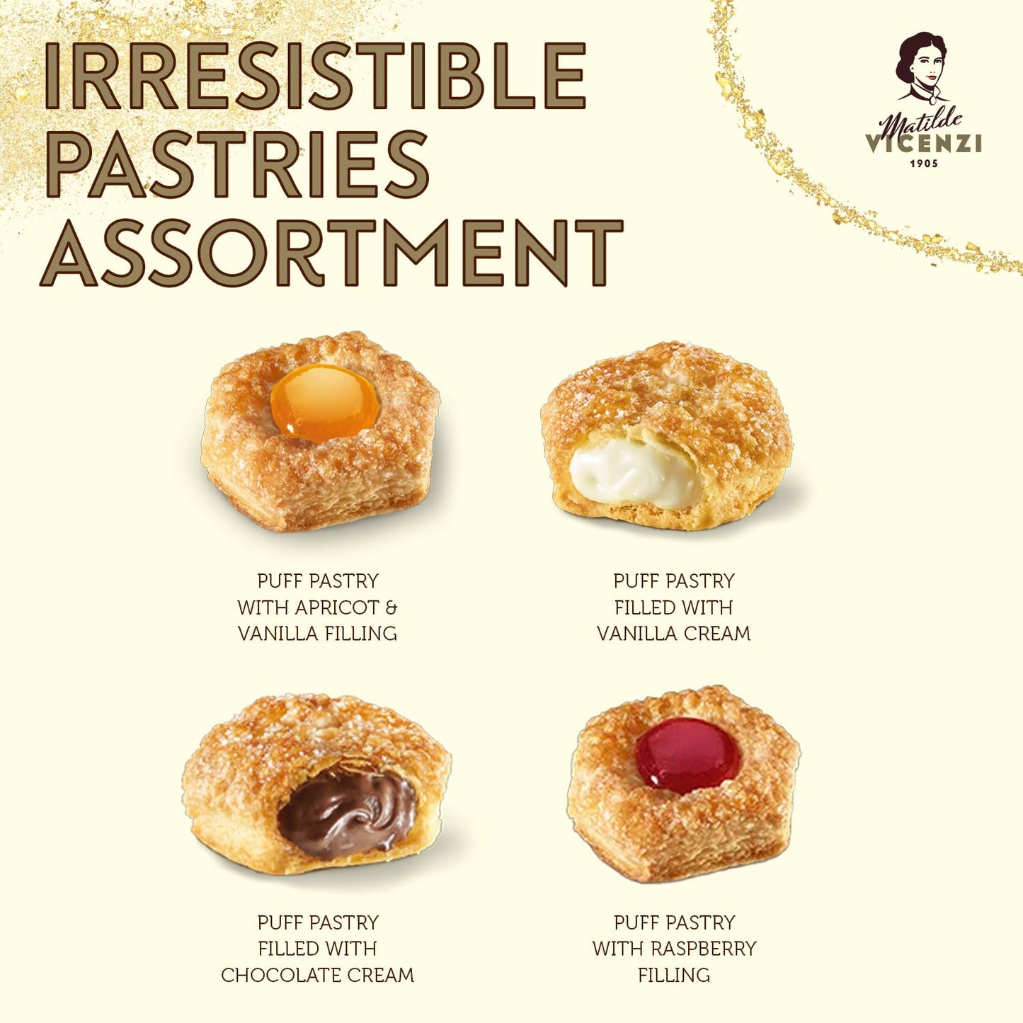 Matilde Vicenzi Millefoglie Ditalia Cookie Tin - Imported Assortment Of Italian Butter Cookies & Crispy Tea/Coffee Pastries, Kosher Dairy - Gift Box For Thanksgiving, Holiday Gifting - 13.76Oz (390G)