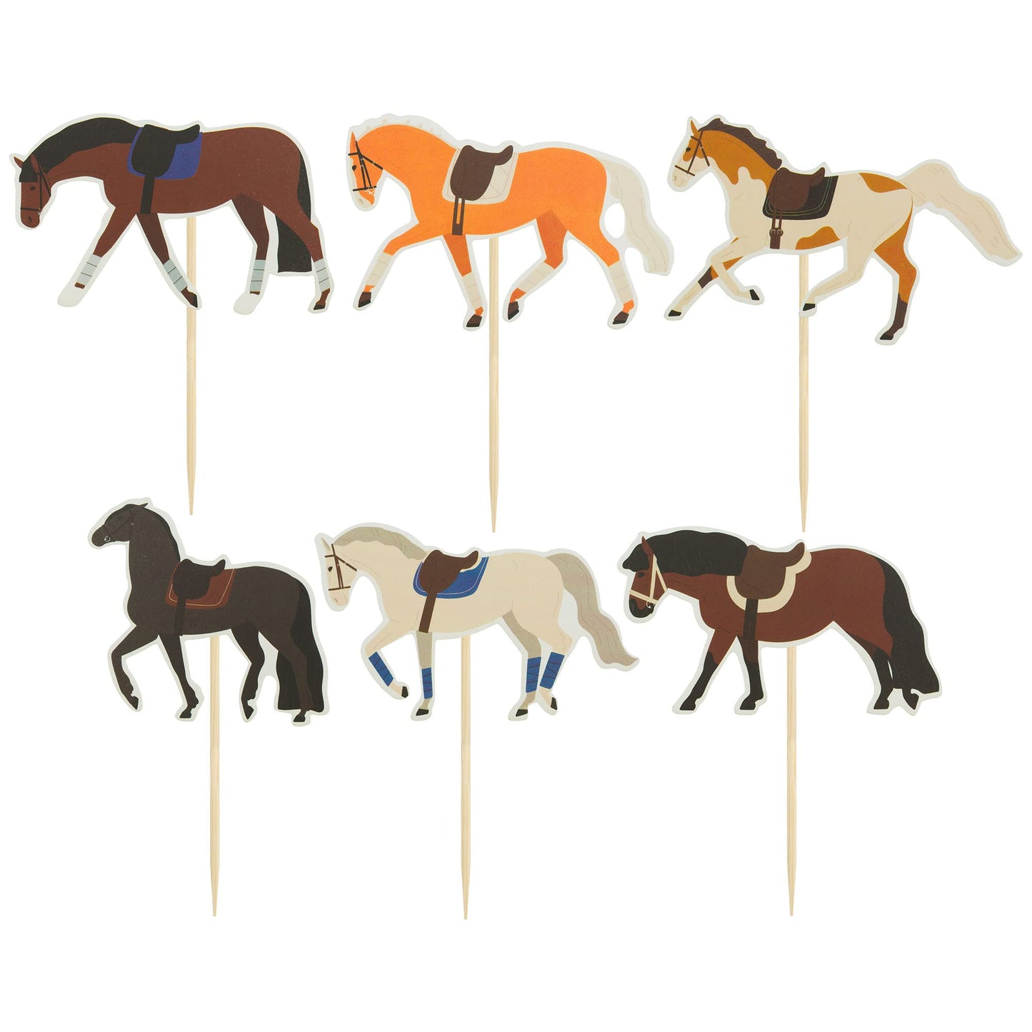 Gyufise Horse Cupcake Toppers - 36 Pcs Set 300G Glitter Card Stock, Food-Grade Toothpick, For Horse Racing Party, Baby Shower, W