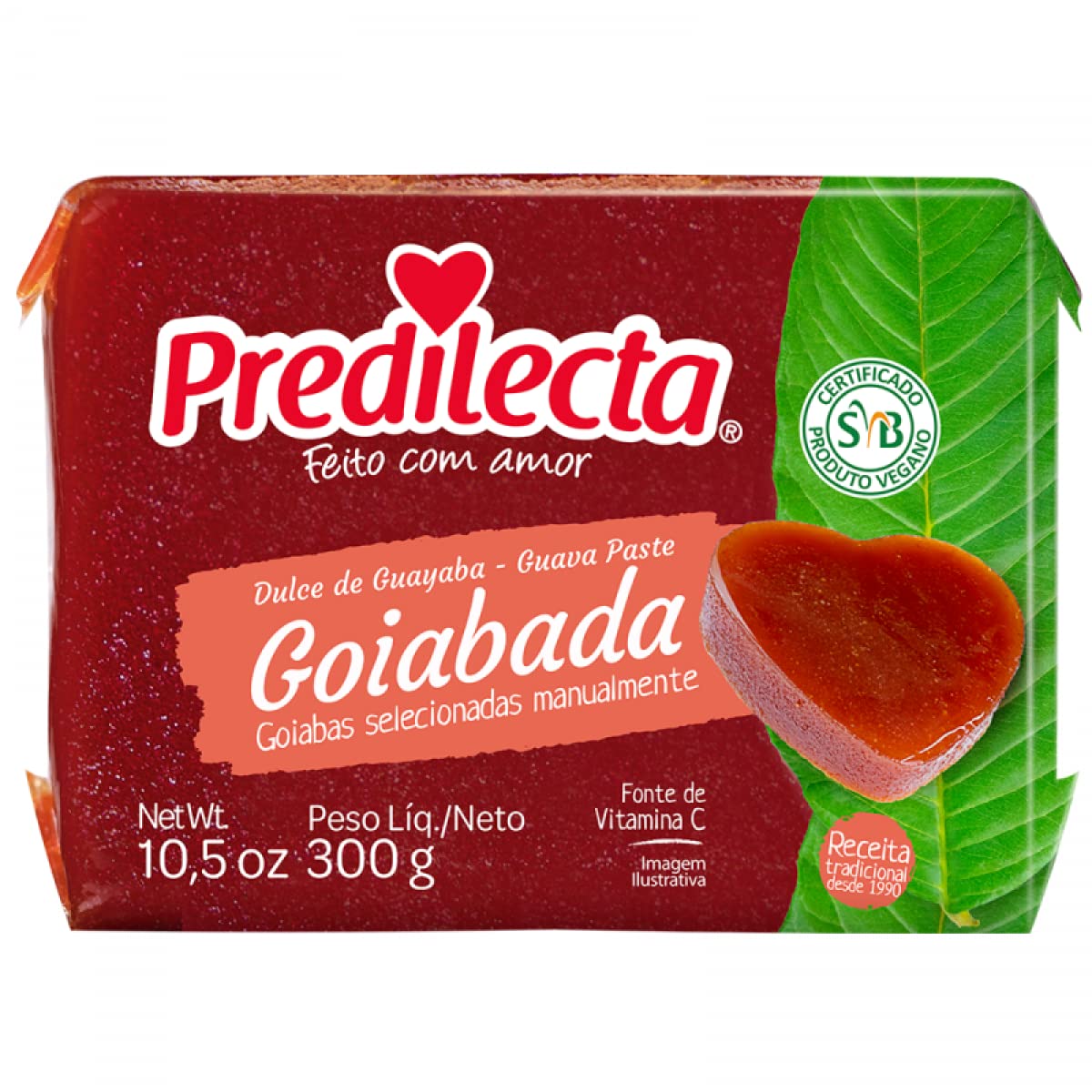 Predilecta Sweet Guava Paste 10.58 Oz| Goiabada Predilecta 300G | Brazilian Sweet | Original Farm Recipe, Fruity Texture (1 Pack