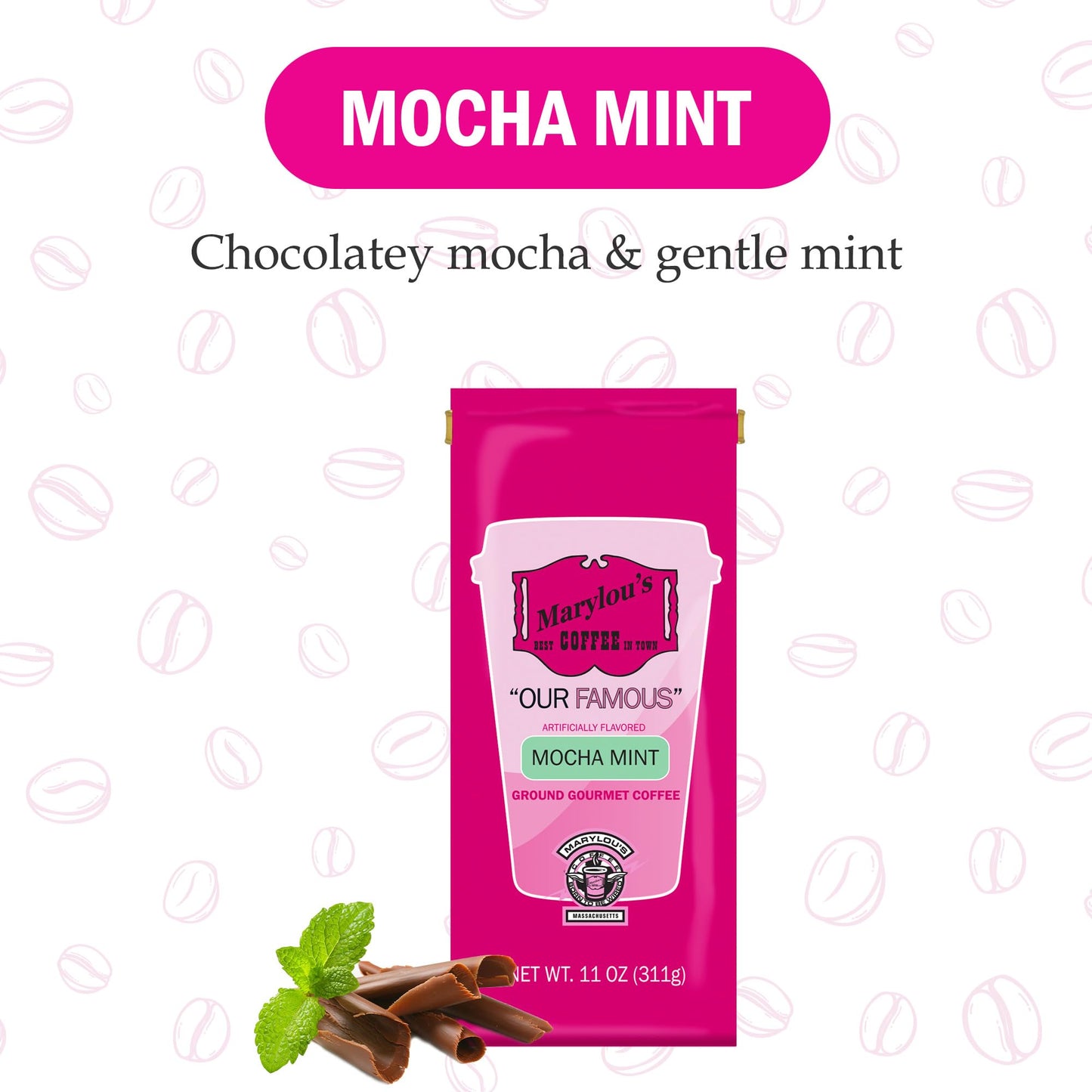 Marylous Coffee Mocha Mint Flavored Ground Coffee 11 oz