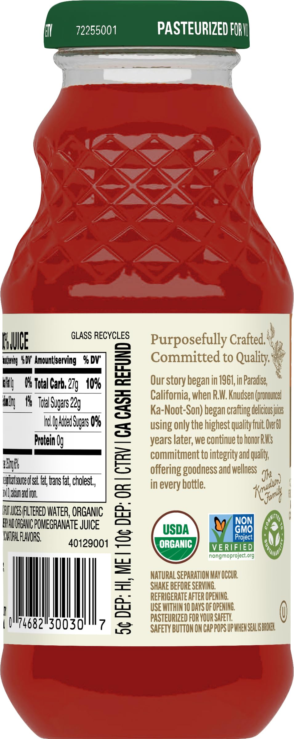R.W. Knudsen Organic Cranberry Pomegranate Juice, 8 Fl Oz (12 Pack)