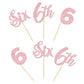 24 Pcs 6Th Birthday Cupcake Toppers Glitter Sixth Birthday Cupcake Picks Number 6 Cake Toppers For Baby Shower Kids 6Th Birthday
