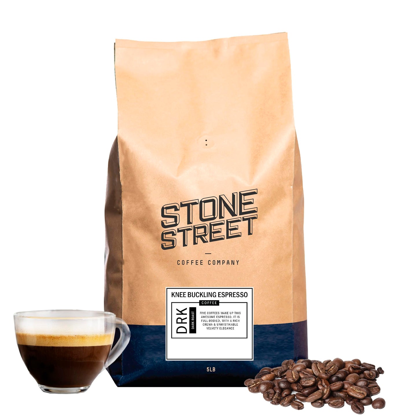 Stone Street Knee Buckling Espresso Beans  High Energy Blend Coffee Blend  Dark Roast  Whole Bean  5 Lb