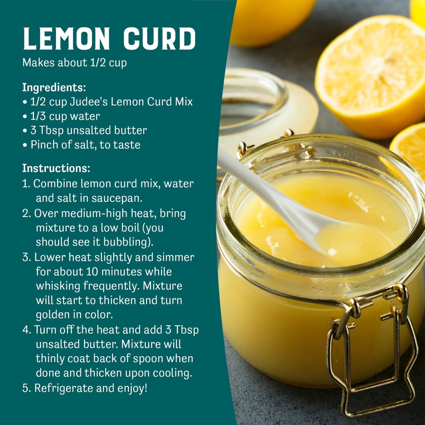 Judees Lemon Curd and Mousse Mix, Gluten-Free, 24 Ounce, Nut-Free, Made in USA