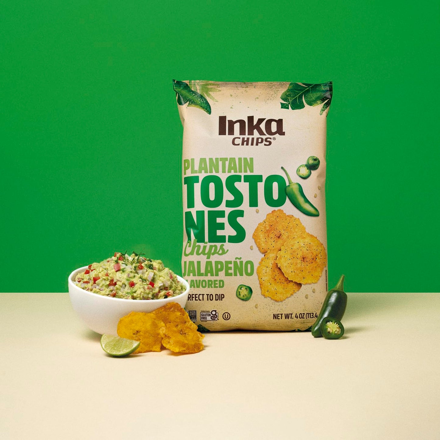 Inka Jalapeo Flavored Tostones Chips, Gluten Free, Non GMO, 4 Ounces (Pack Of 12)