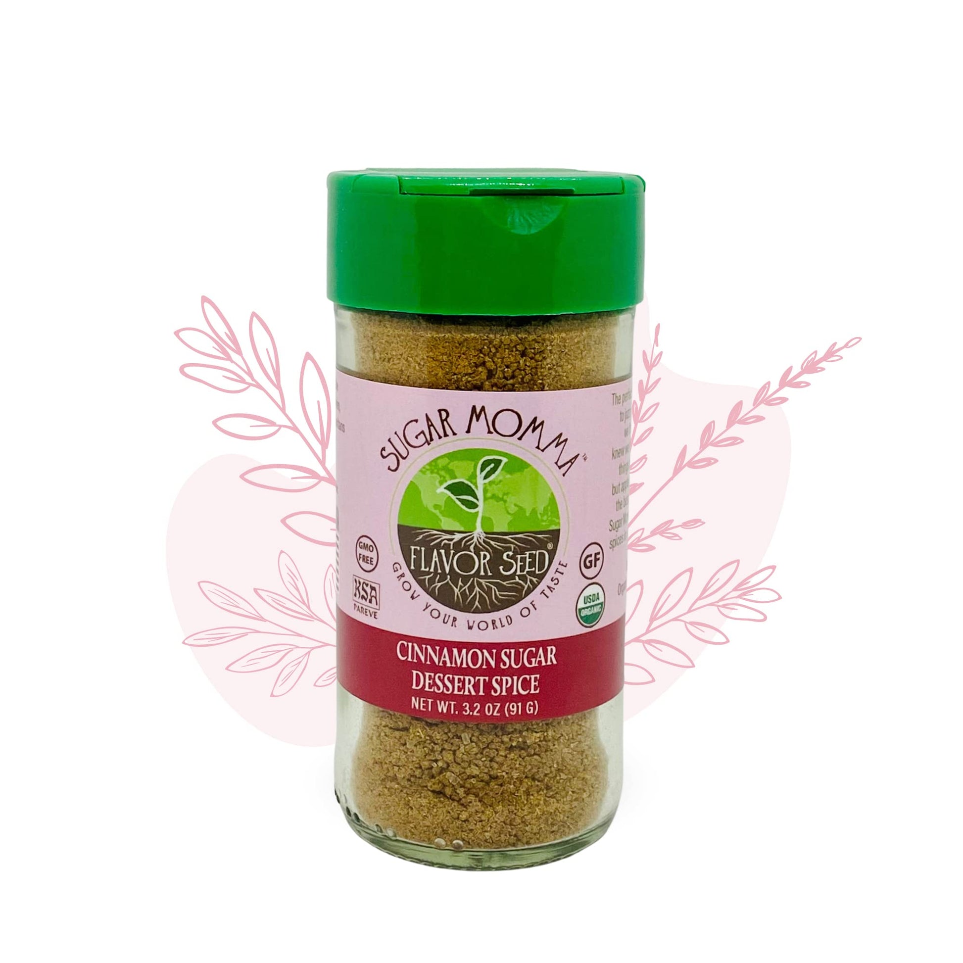 Flavor Seed Cinnamon Sugar Blend – Organic Seasoning for Coffee & Popcorn – 3.2 oz Shaker