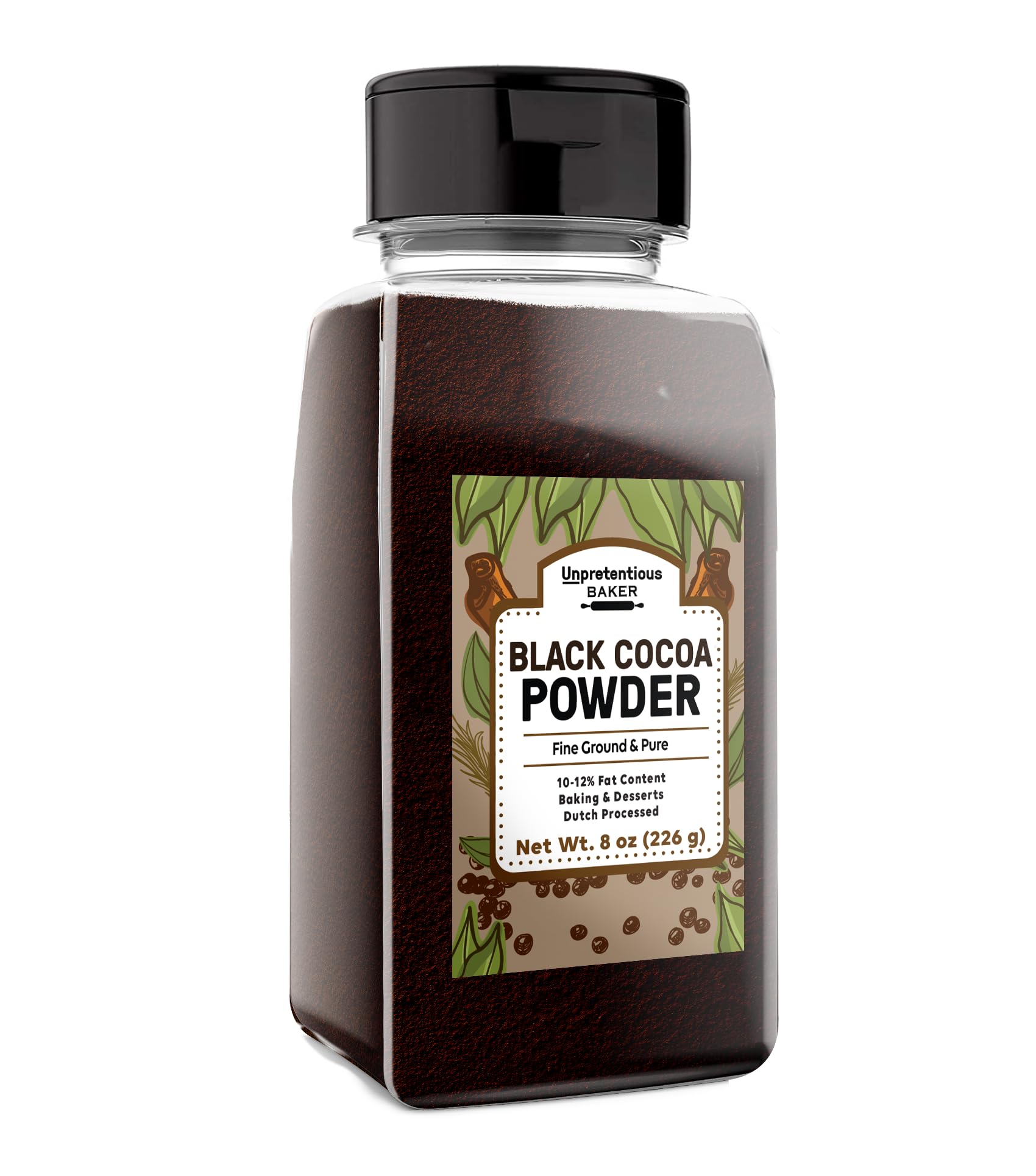 Unpretentious Black Cocoa Powder, Dutch Processed, Cookies & Cakes, Rich & Decadent (8 Ounce)