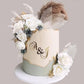 HAVAGDTM Natural Boho Cake Topper, Vintage Artificial Flowers & Dried Pampas Grass, White, Model HAVA-KFT