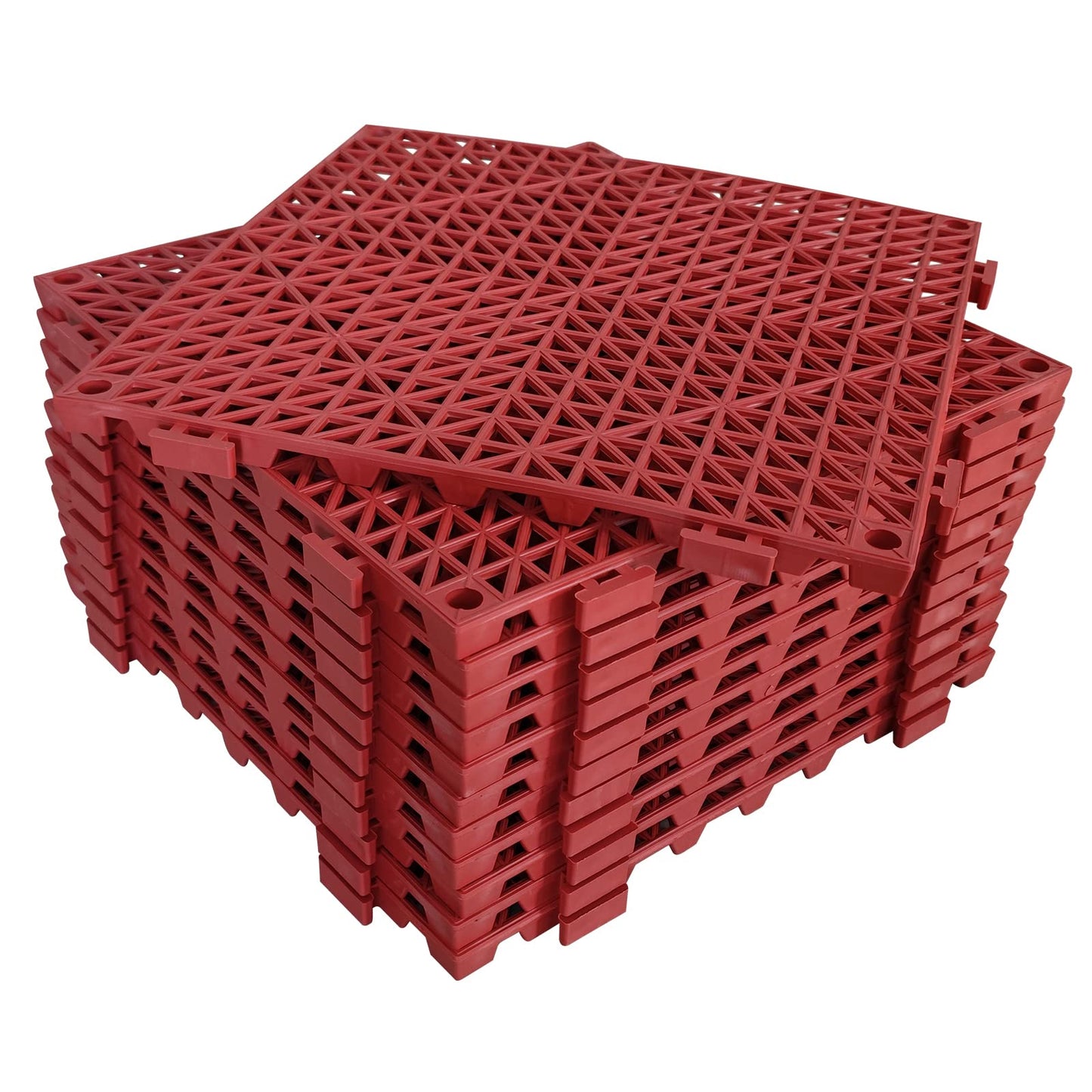 Jaderlu 12 Pack Modular Interlocking Cushion 11.6'' X 11.6'' Rubber Mat Floor Tile Mats Drain Pool Patio Balcony Yard Pet Area W
