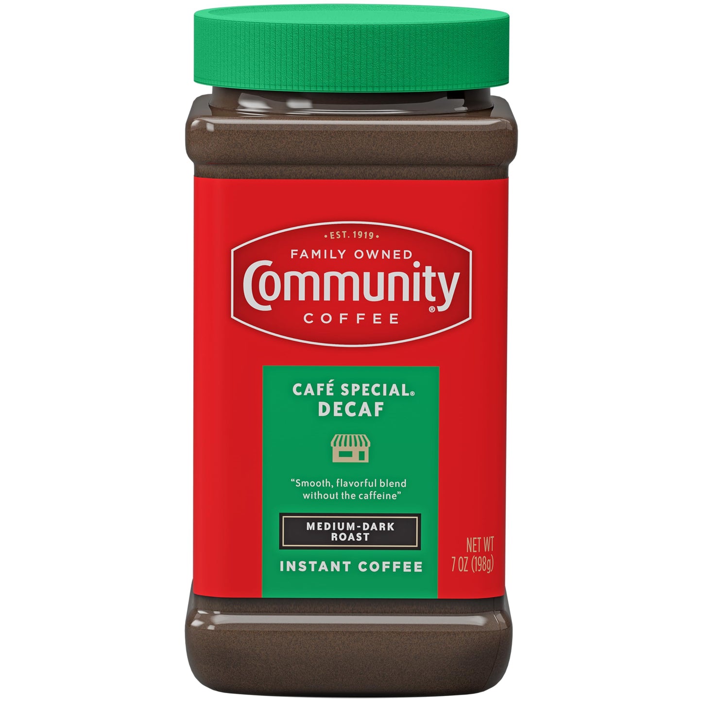 Community Coffee Cafe Special Decaf Blend Instant Coffee, Medium-Dark Roast, 7 oz Jar