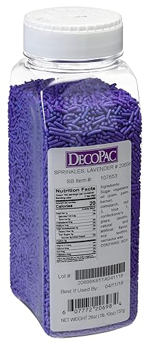 Decopac Lavender Sprinkles | Extra Large 26Oz Pack | Cake Sprinkle Mix, Fancy Sprinkles For Cake Decorating, Handheld Container, Candy Sprinkles, Cake Sprinkles - Purple