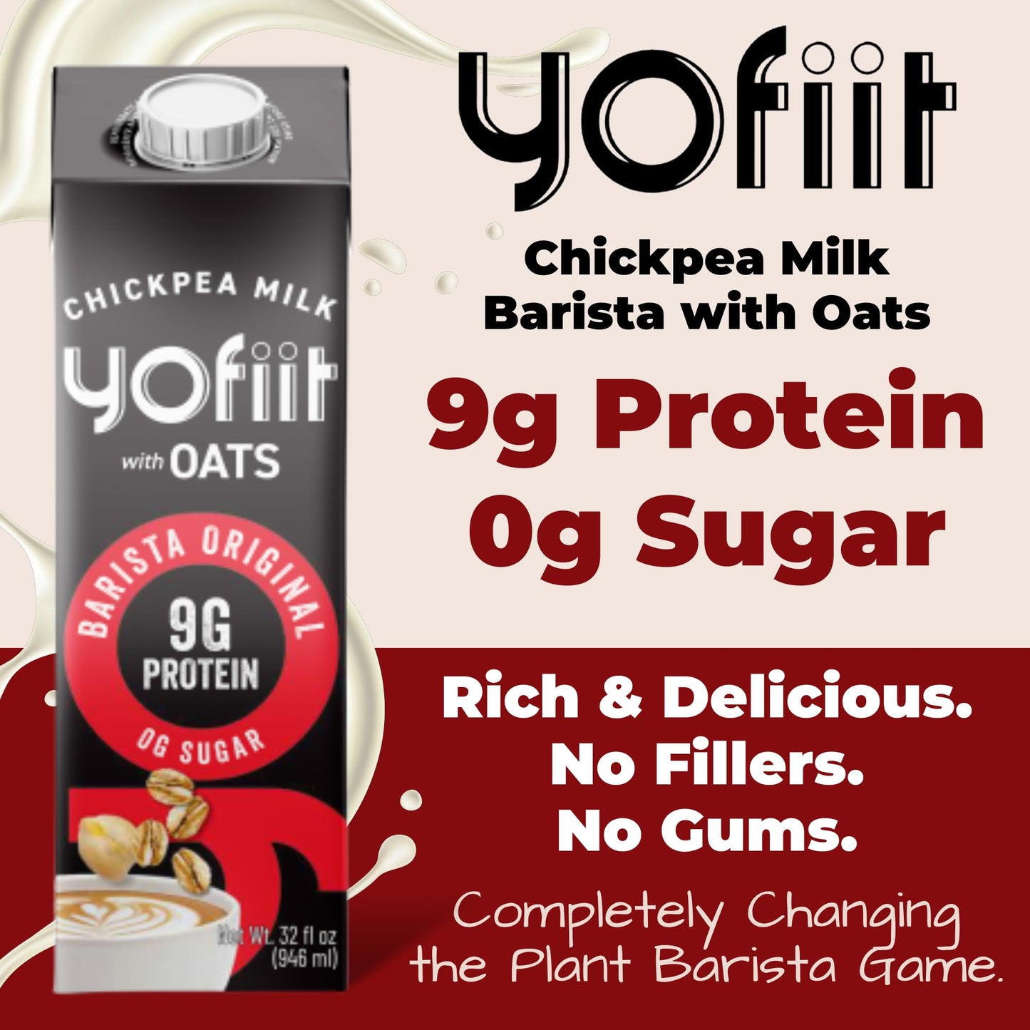 Great Tasting, Frothy, Zero Sugar, Yofiit Barista Blend With Oats Non Dairy Milk Is The High Protein Coffee Vegan Creamer You Wa
