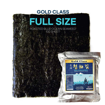 Blue Ocean Sushi Nori Seaweed Sheets Full Sheets 100 Sheets 280Gram Organic Yaki Roasted Rolls Wraps 100% Natural Laver Fresh Ma