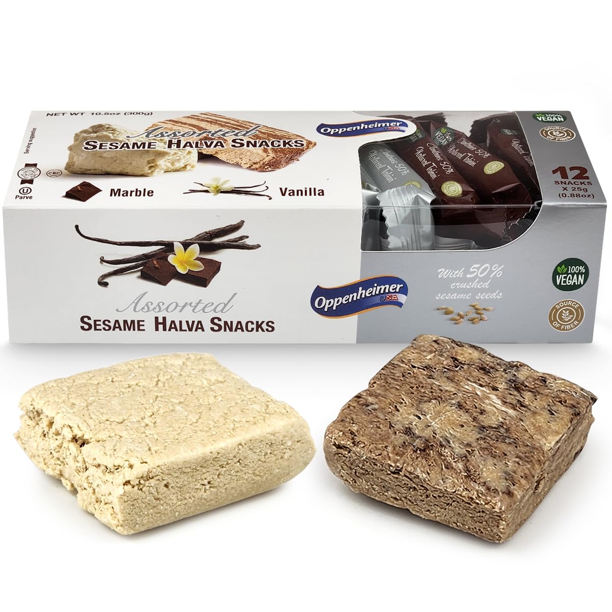 Assorted Sesame Halva Snacks Vanilla And Marble Flavors - Delicious Sweet Israeli Snacks Sesame Treat Bars Assortment For Melt-I