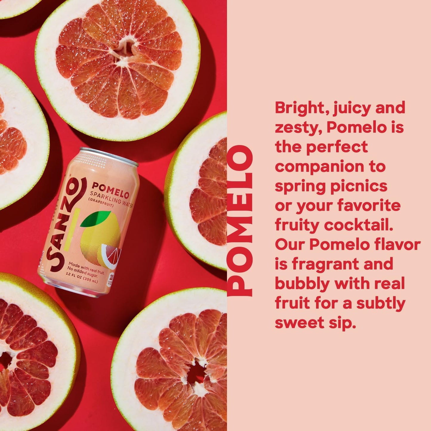 Sanzo Flavored Sparkling Water Variety 12-Pack - Lychee (Berry), Yuzu (Lemon), Pomelo (Grapefruit), Calamansi (Lime), & Mango (A