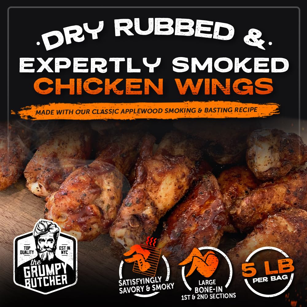 Dens Hot Dogs Gspirit-inspired flavorpy Butcher Chicken Wings Sampler, Garlic-Parmesan & Smoky Salt & Pepper, 40 OZ (Pack of 2), Golden-brown