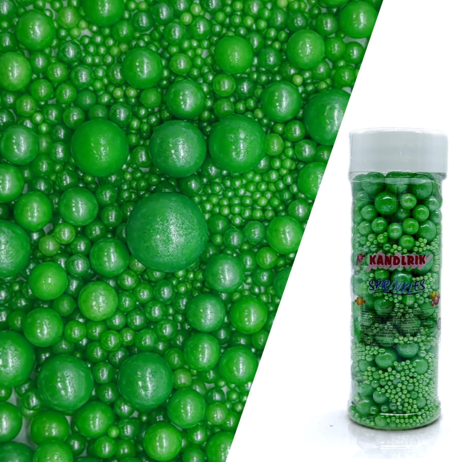 Edible Christmas Green Sugar Pearls Sprinkles Candy Mix Size Pearls Cake Decorations Cupcake Toppers Decorating Perfect for Wedd