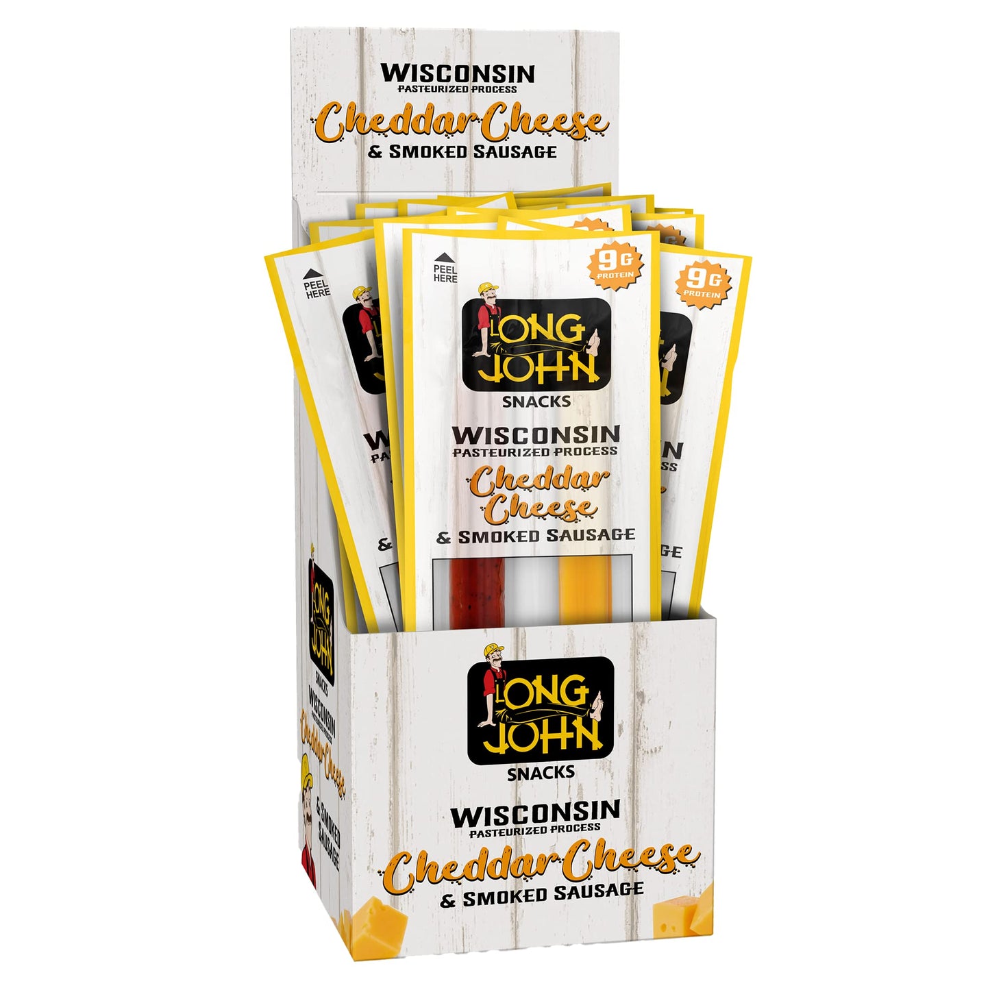 Long John Snacks Meat and Cheese Sticks - Original Smoked Sausage & Cheddar Cheese - 12 Pack - 1.5 oz - Low Carb, High Protein